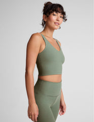 green double v-neck cropped tank top.