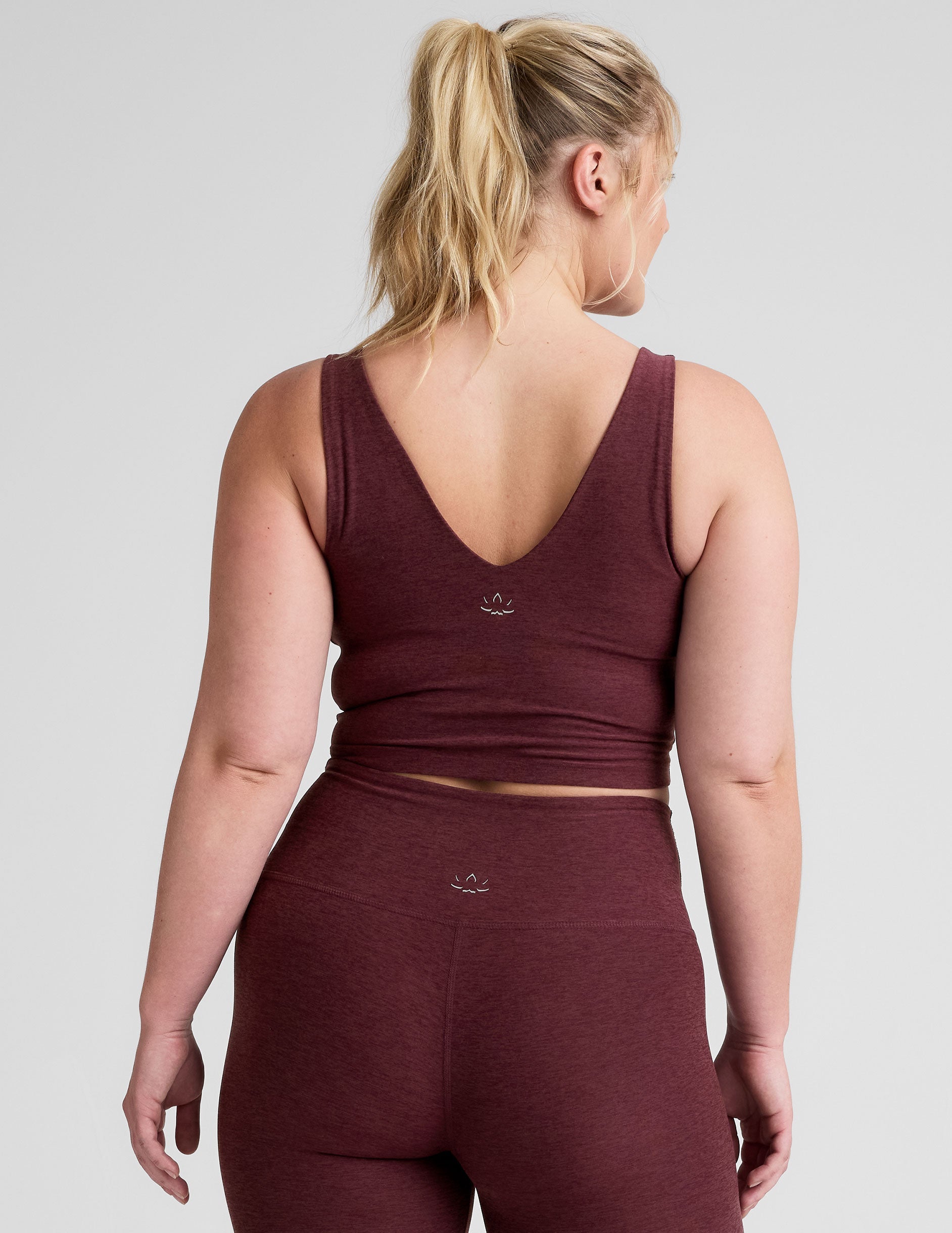 red cropped tank top with a soft front and back v-neck.