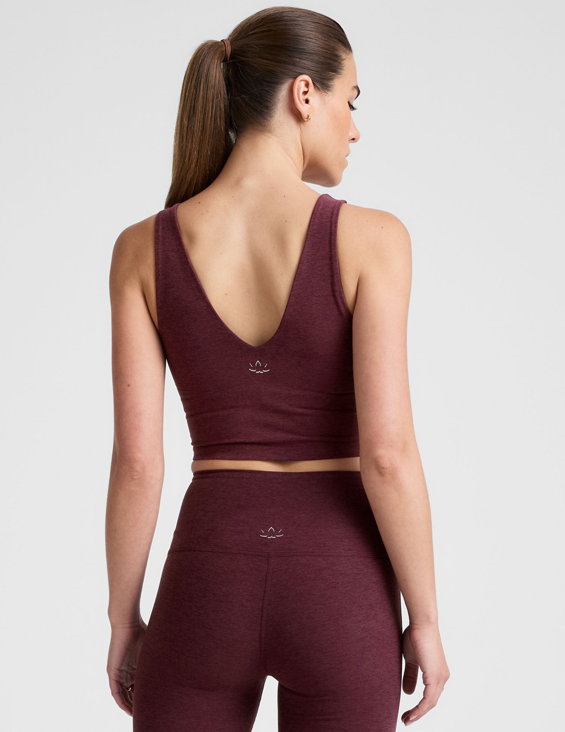 red cropped tank top with a soft front and back v-neck.