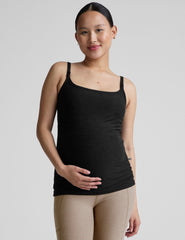 black nursing tank with adjustable straps.