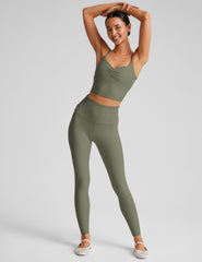 green cropped tank with ruching in front