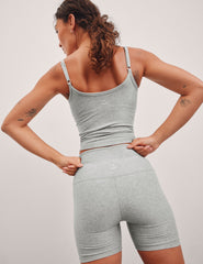 gray waist length tank top