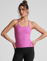 pink slim strapped racerback tank top.