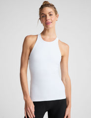 white long length high-neck tank top.