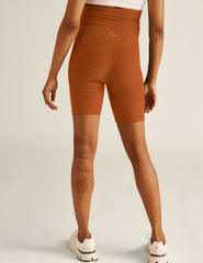 brown maternity biker shorts.