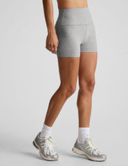 gray high-waisted 3" inseam biker shorts. 