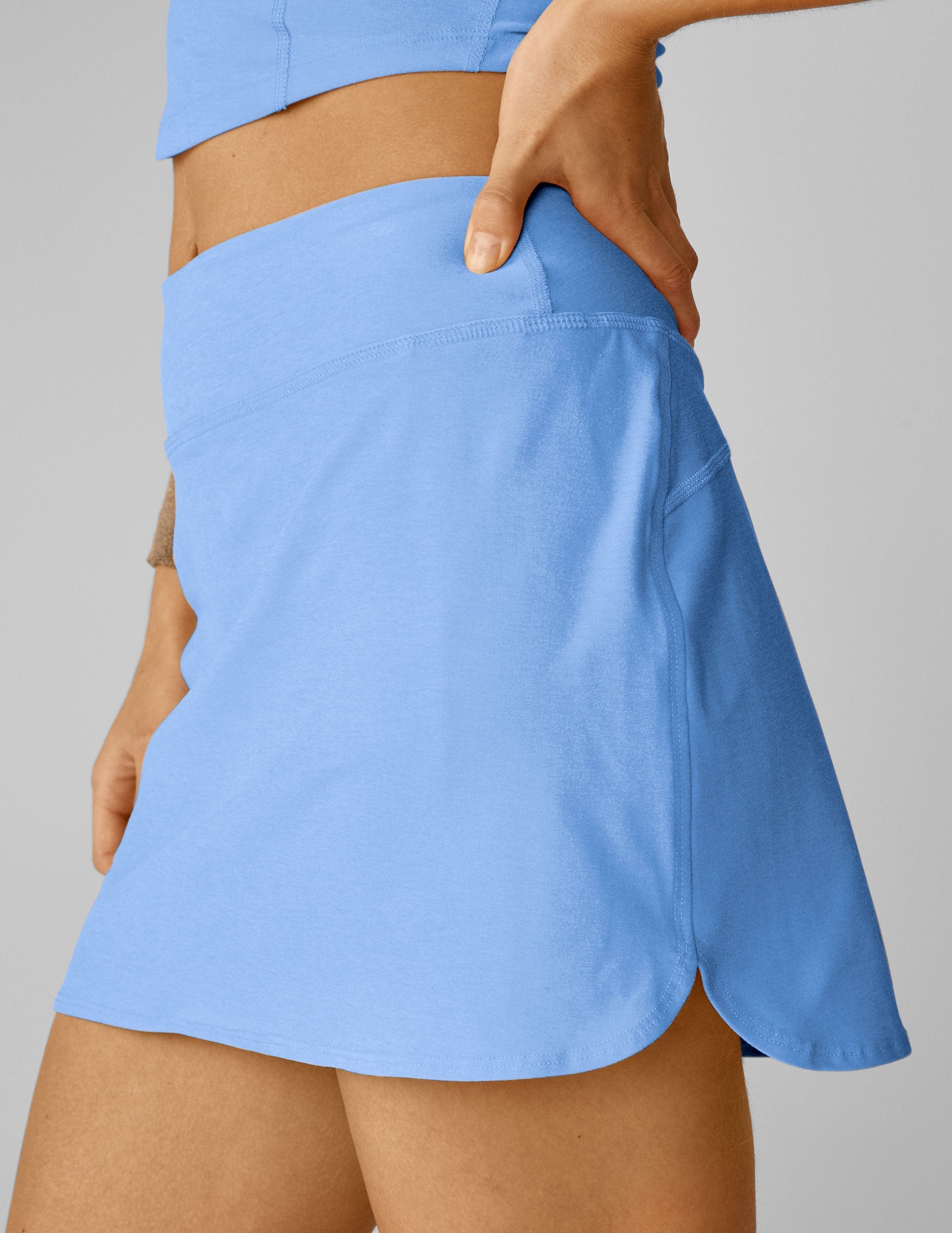 blue mini skirt with built in shorts.