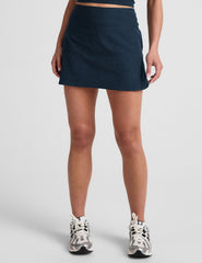 blue mini skirt with built in shorts and pockets.