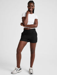 black 3" inseam shorts with pockets. 