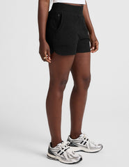 black 3" inseam shorts with pockets. 