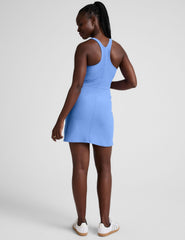 blue mini tank dress with a slim racerback.