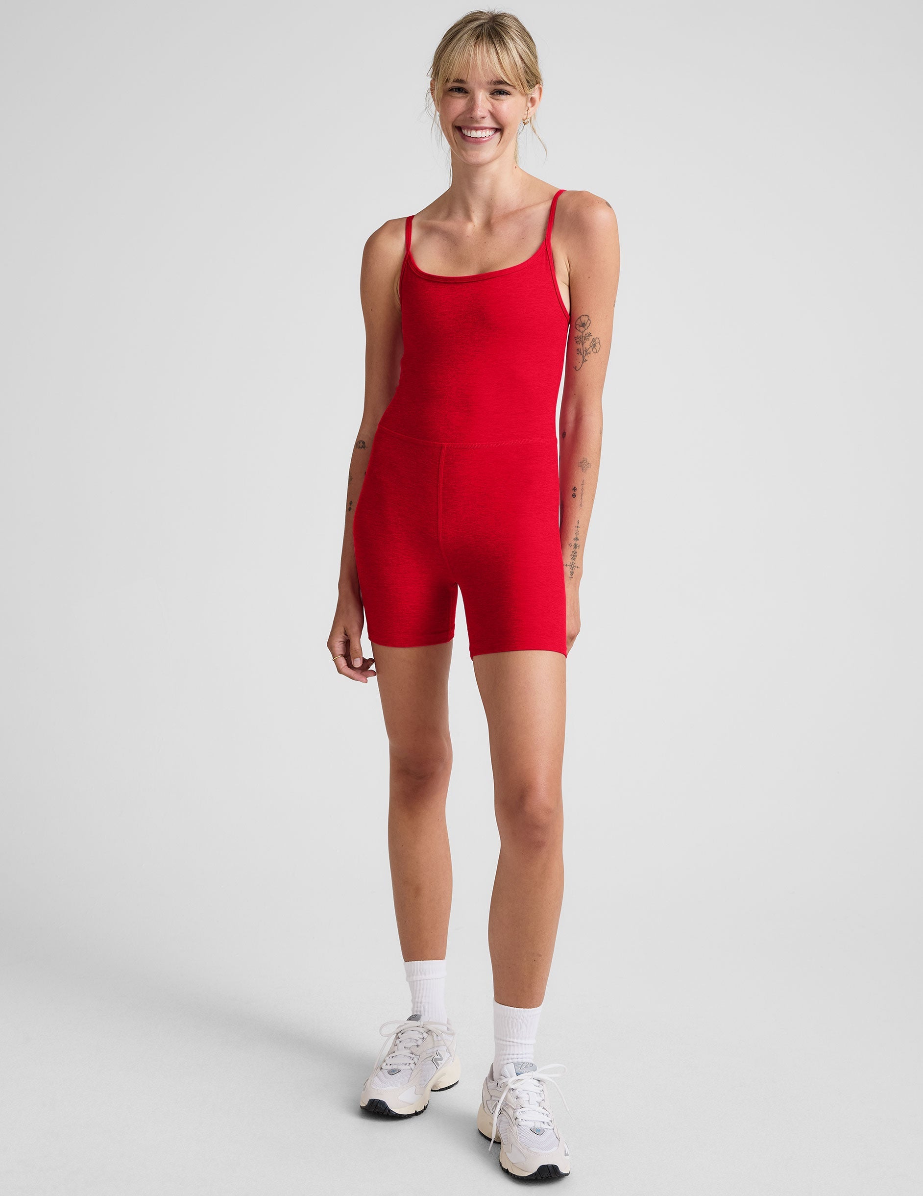 red tank biker jumpsuit.