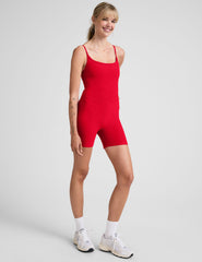 red tank biker jumpsuit.