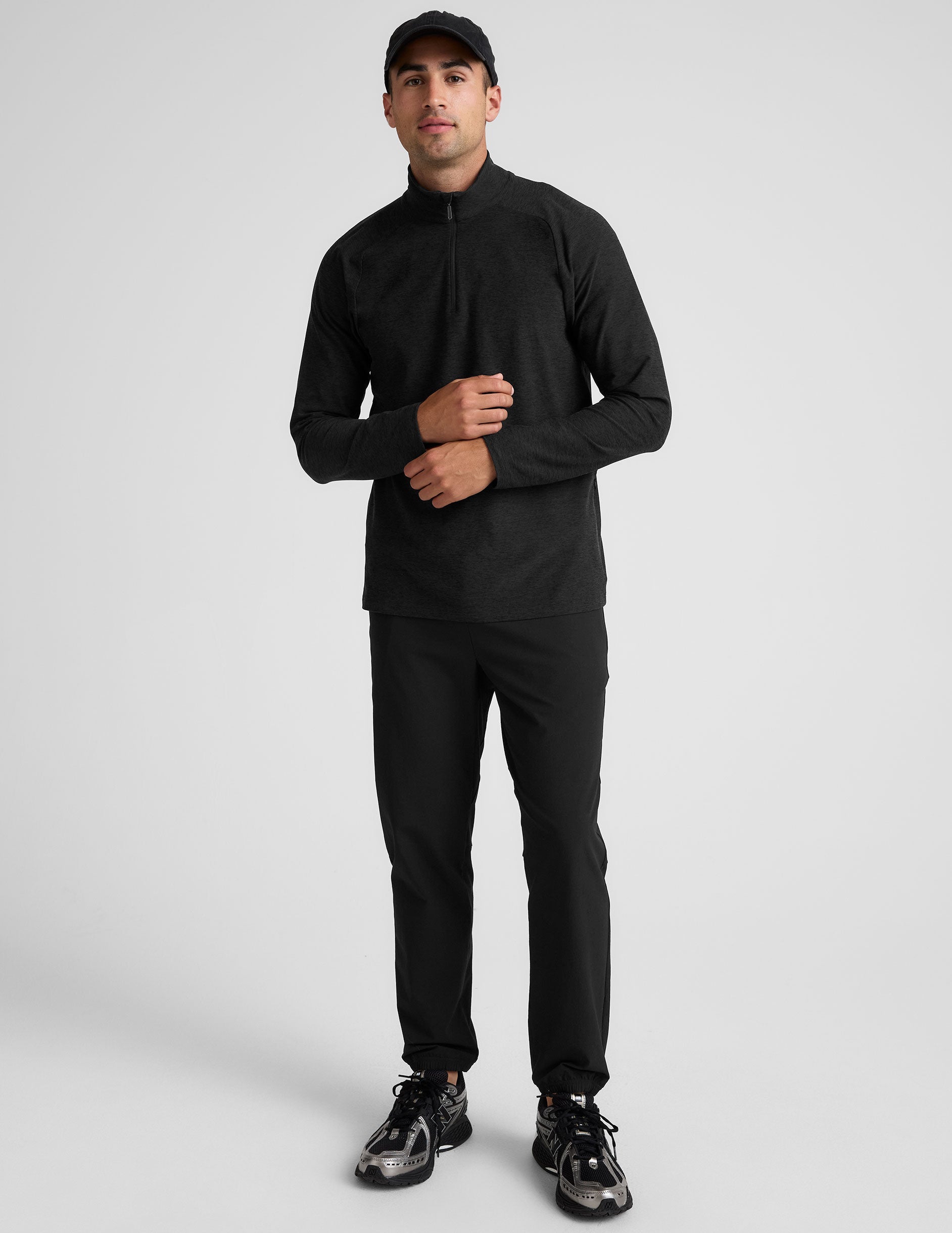 black men's quarter zip pullover.