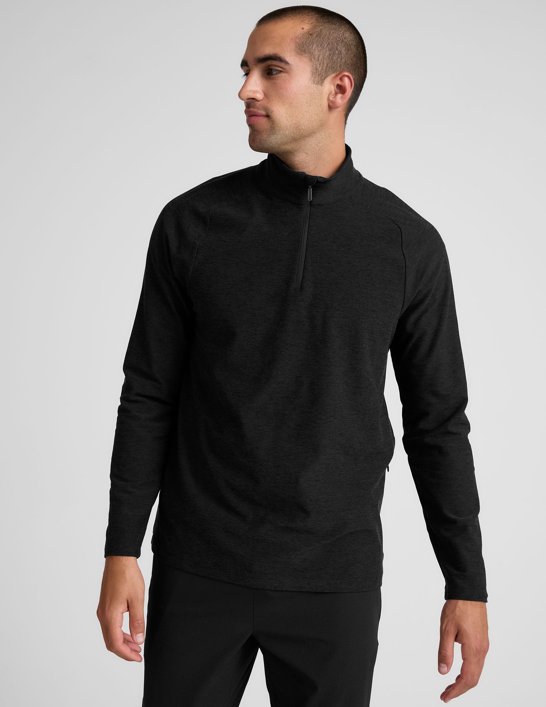 black men's quarter zip pullover.