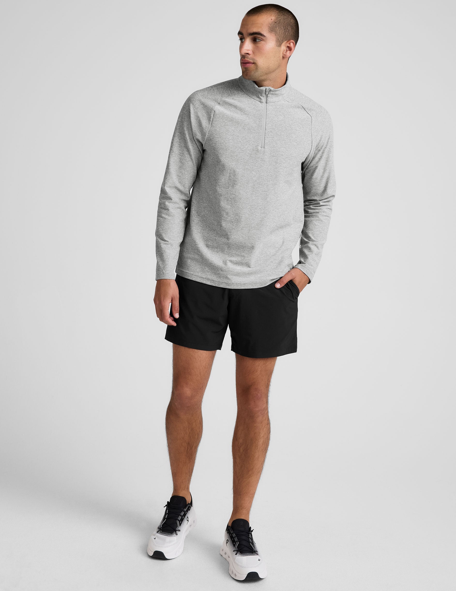 gray men's quarter zip pullover.