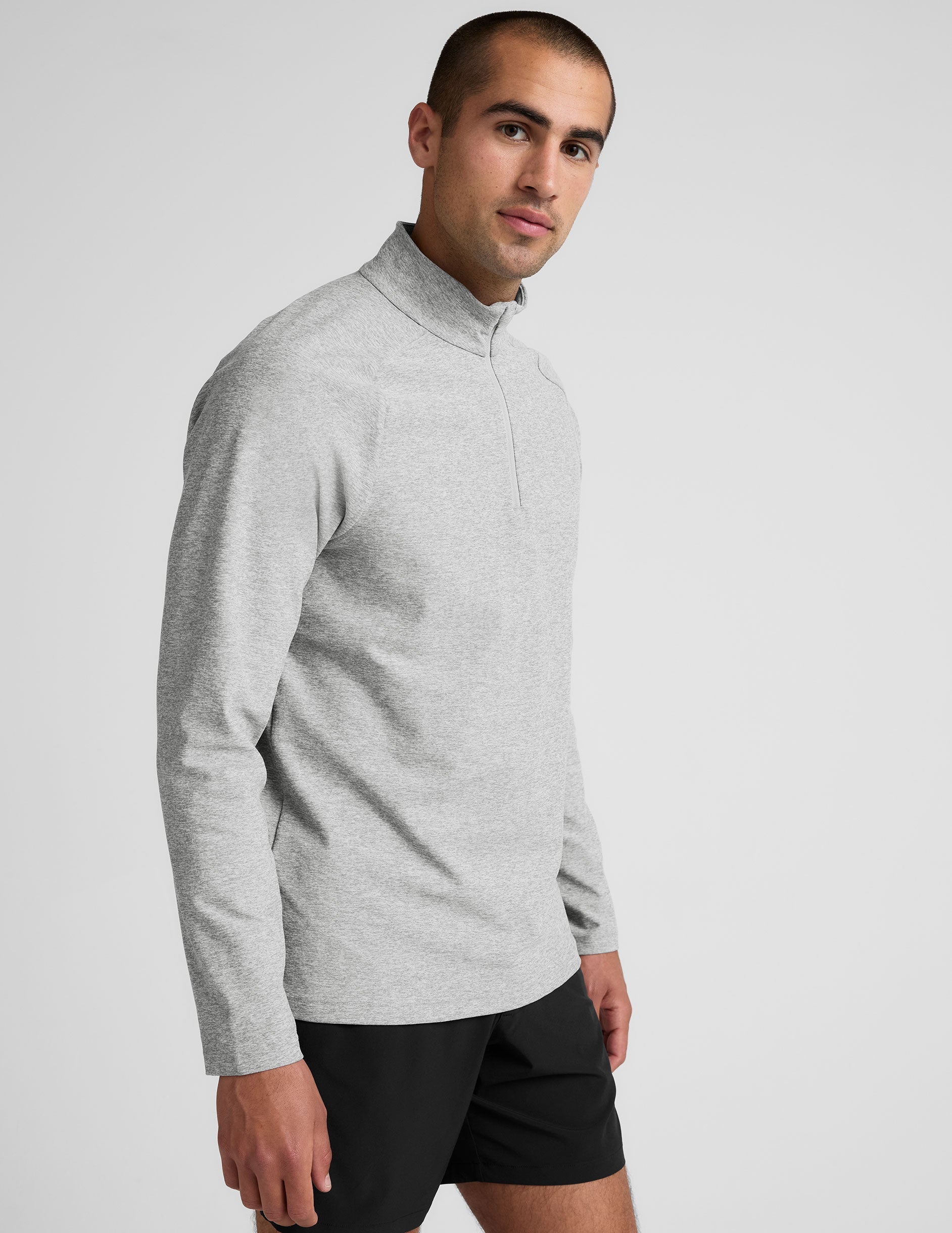 gray men's quarter zip pullover.