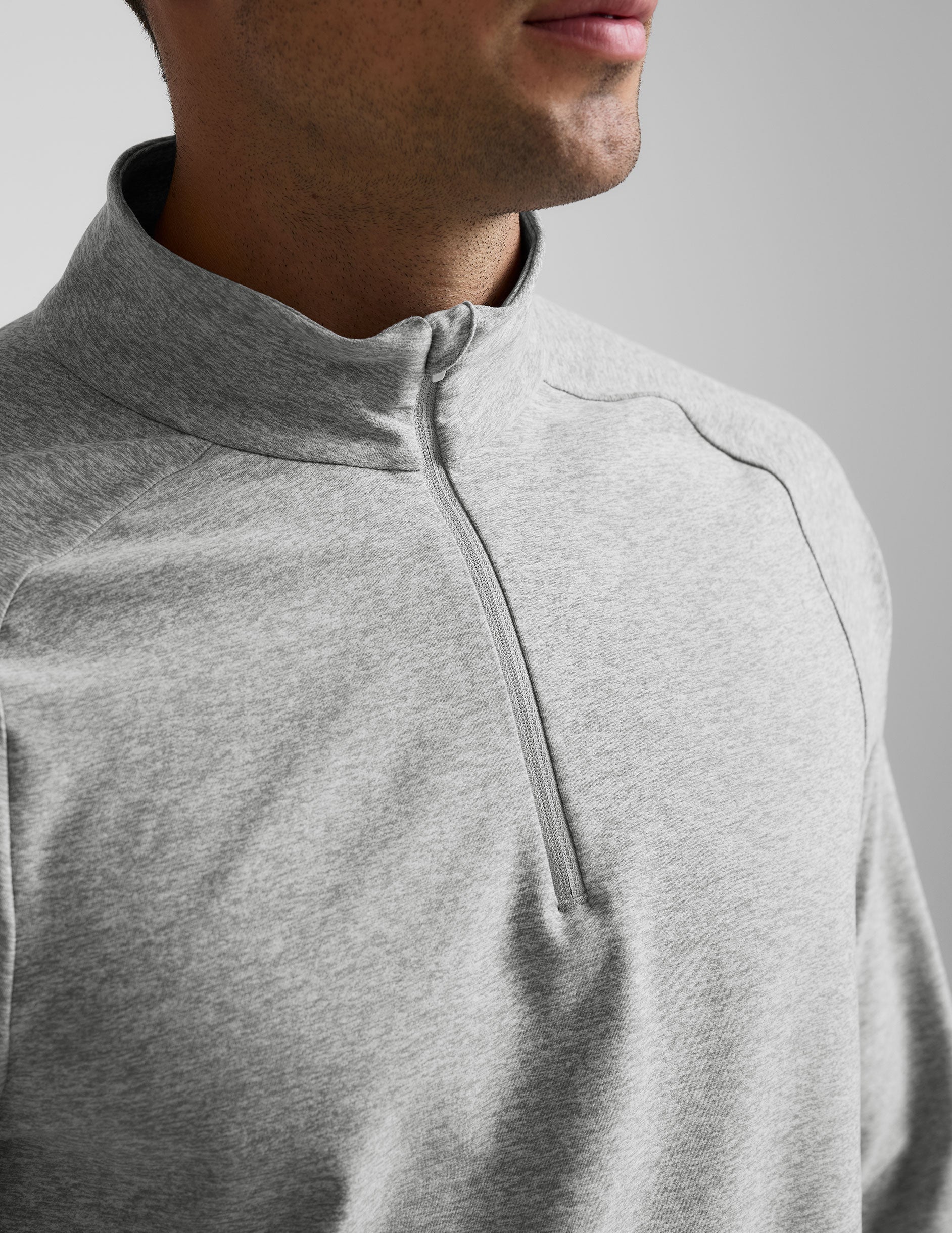 gray men's quarter zip pullover.
