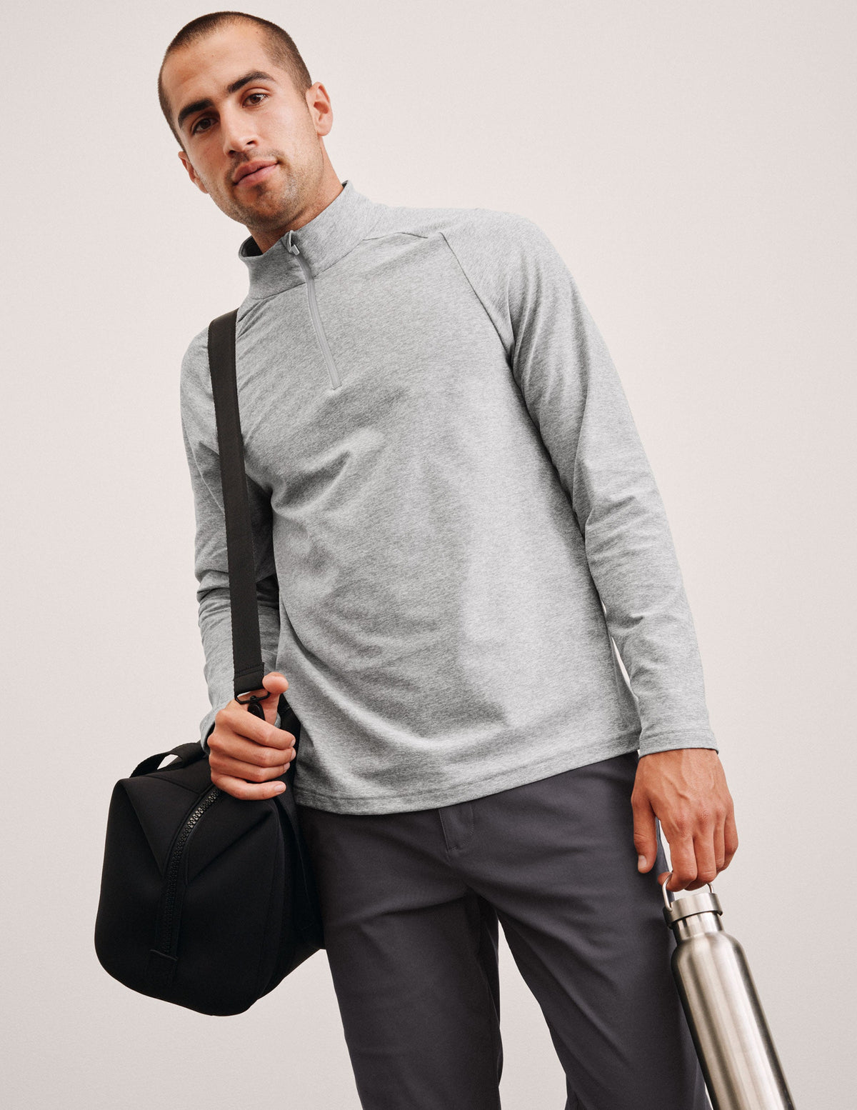 gray men's quarter zip pullover.