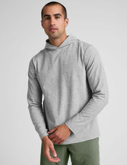 gray men's hooded pullover.