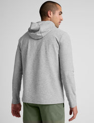 gray men's hooded pullover.