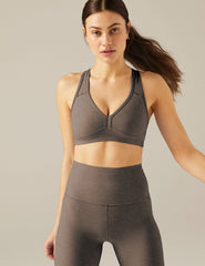 brown v-neck bra top with remove-able padding.