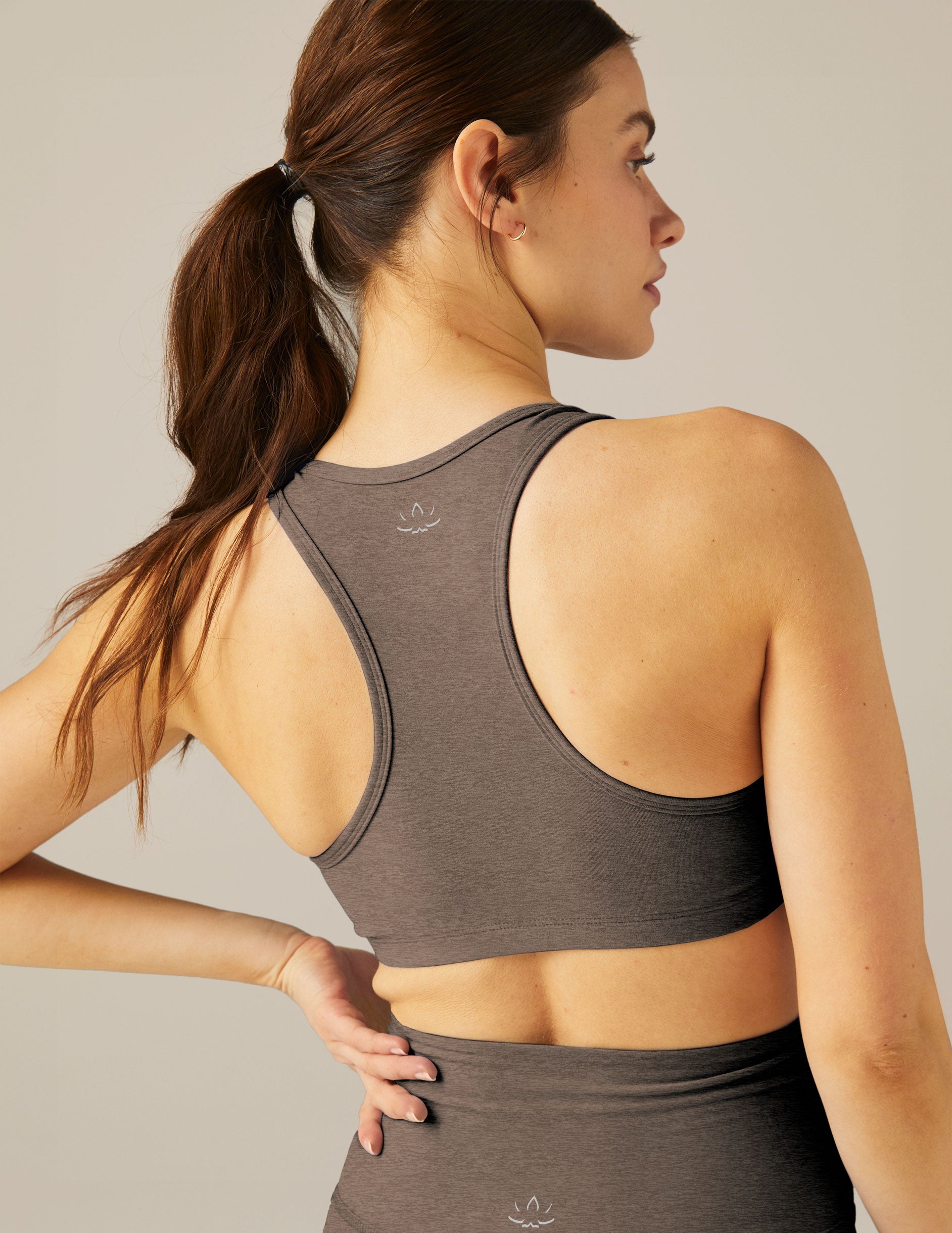 brown v-neck bra top with remove-able padding.