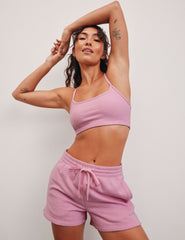 pink slim strapped racerback bra.