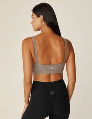 brown crossover v-neck nursing bra.