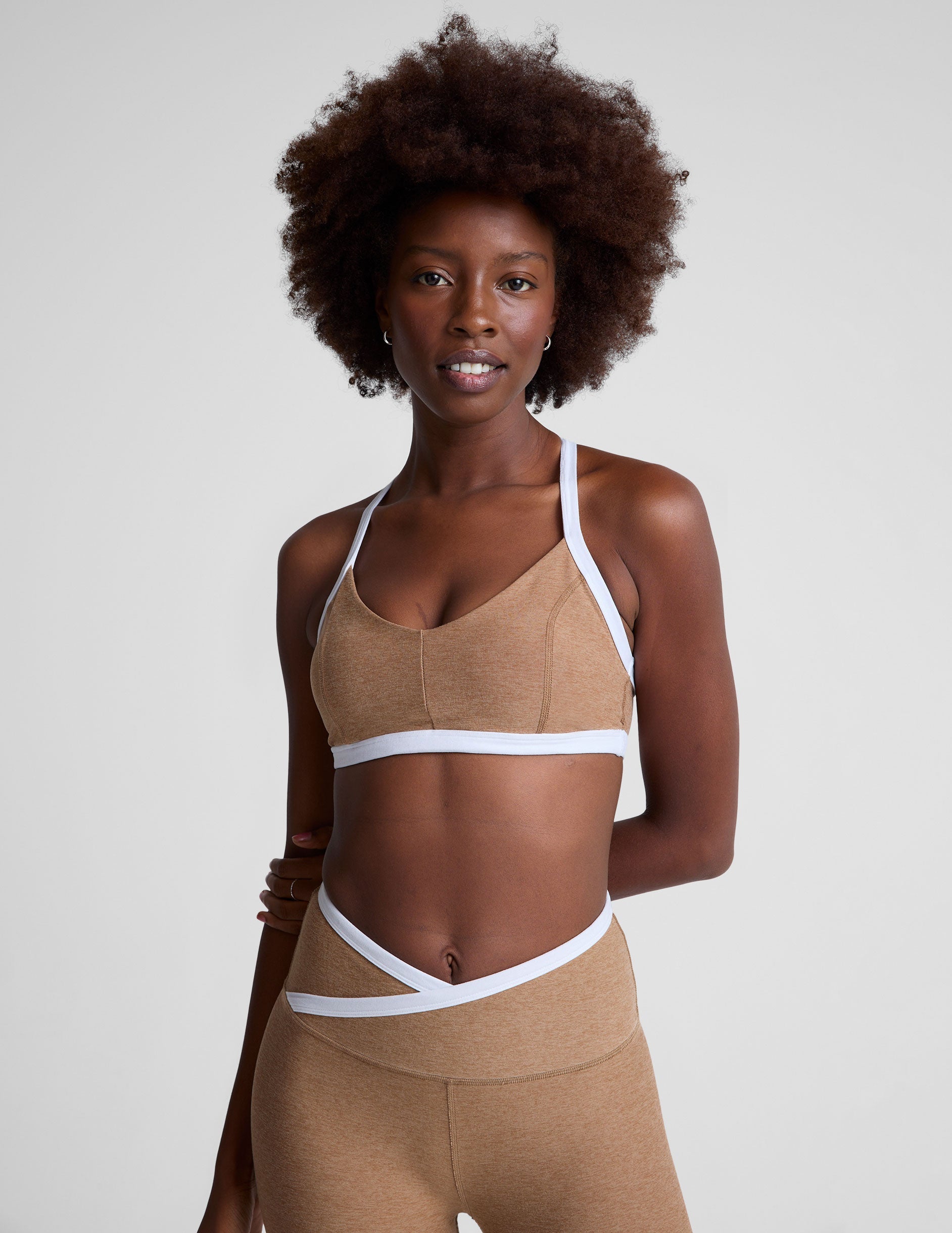 brown/white outline bra top