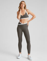 gray and white sport bra