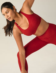 red scoop neck bra top.