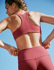 red high-neck racerback bra.