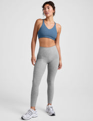 blue v-neck bra with crossover back straps.