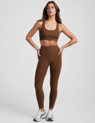 brown long line racerback bra.