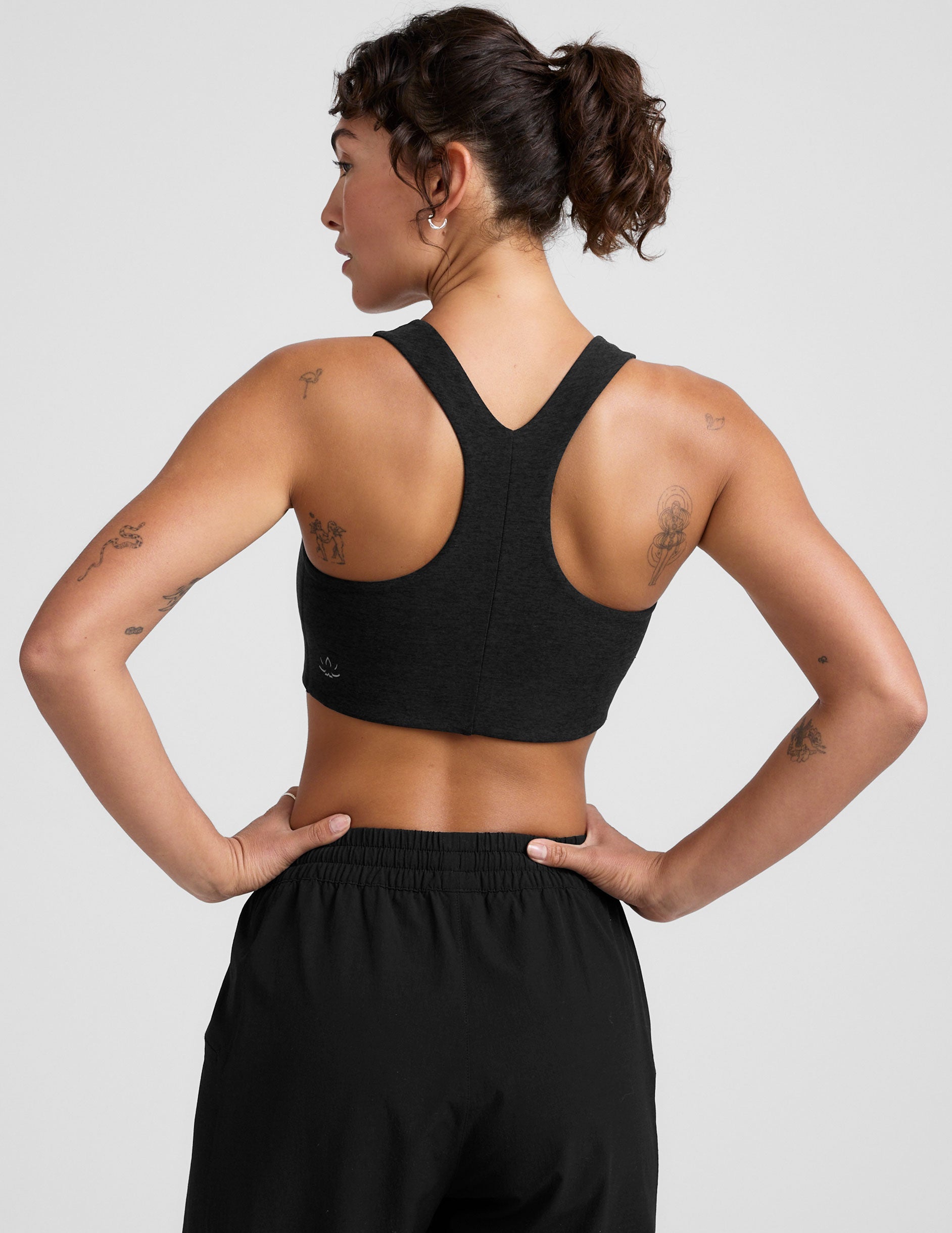 black long line racerback bra.