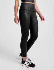 black viper print high-waisted midi leggings.