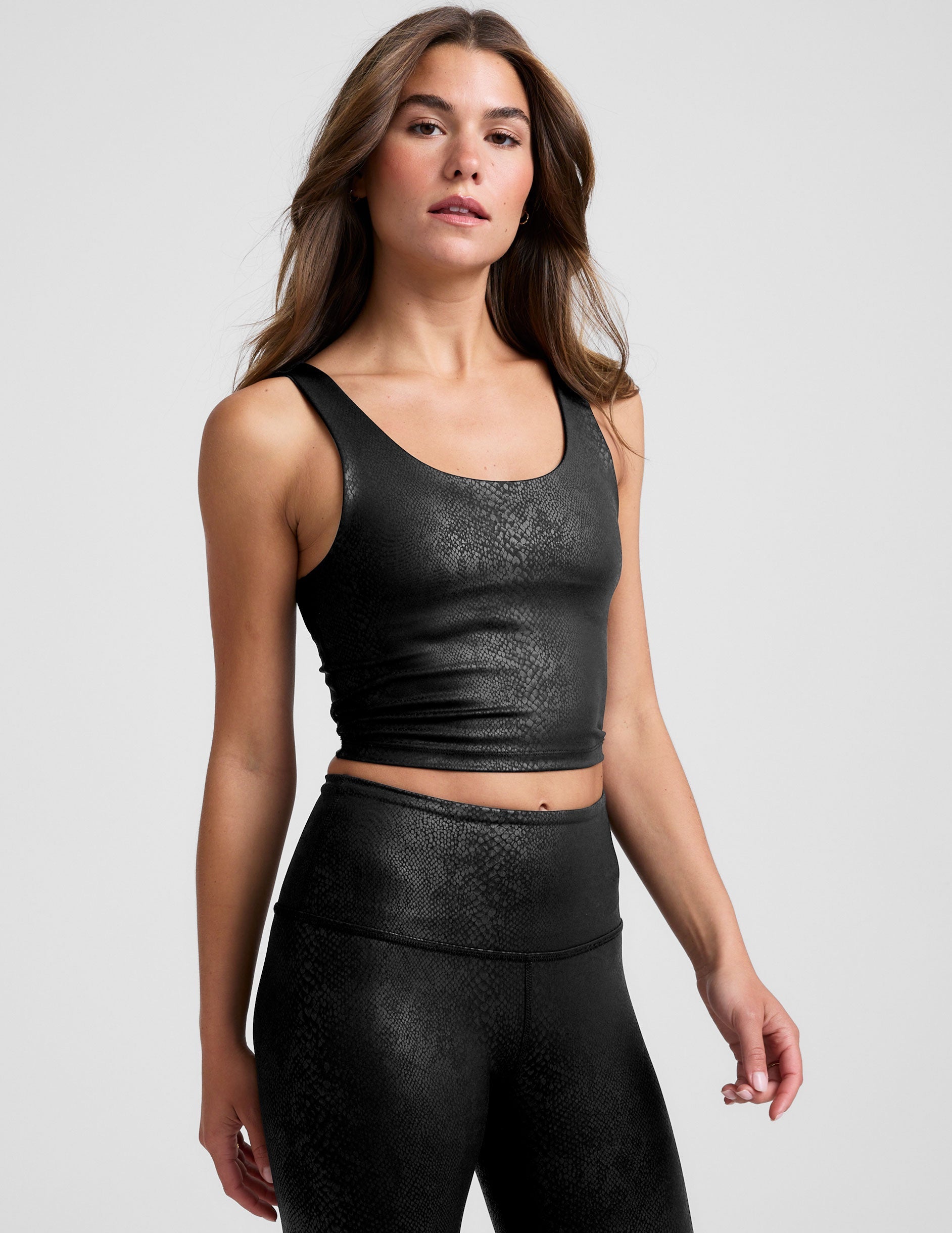 black viper printed cropped tank top.